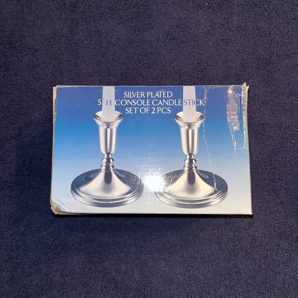 Vintage Godinger Silver Plated 5" Candlestick Candle Holder Set of 2
